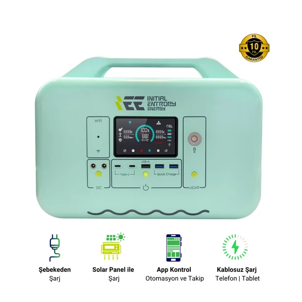 1008WH Taşınabilir Güç Kaynağı %99.99 MPPT BMS Çoklu Koruma Kablosuz Şarj / Turkuaz