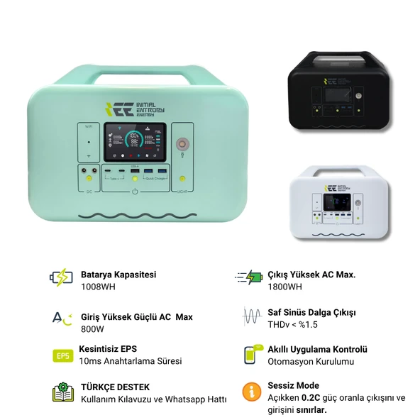1008WH Taşınabilir Güç Kaynağı %99.99 MPPT BMS Çoklu Koruma Kablosuz Şarj / Turkuaz - 2