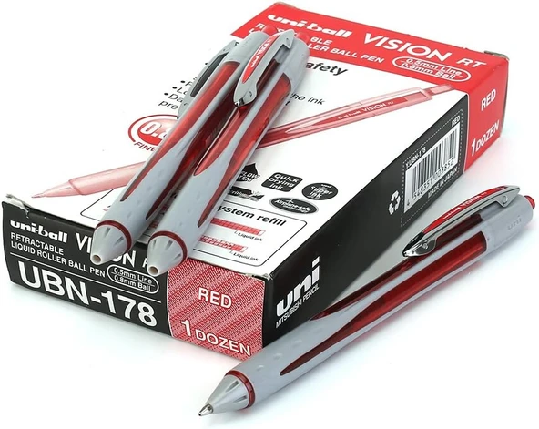 Uni-Ball Vision 0.8 Mm Mekanik Roller Kalem Kırmızı 12'li Paket | RT UBN-178
