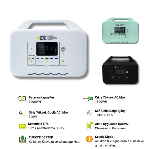 1008WH Taşınabilir Güç Kaynağı %99.99 MPPT BMS Çoklu Koruma Kablosuz Şarj / Beyaz - 2