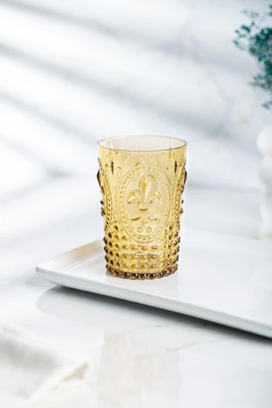 Akrilik Amber 6'lı Kısa Bardak & Su Meşrubat Kahve Yanı Bardağı 400 ml ( Cam Değildir ) - 4