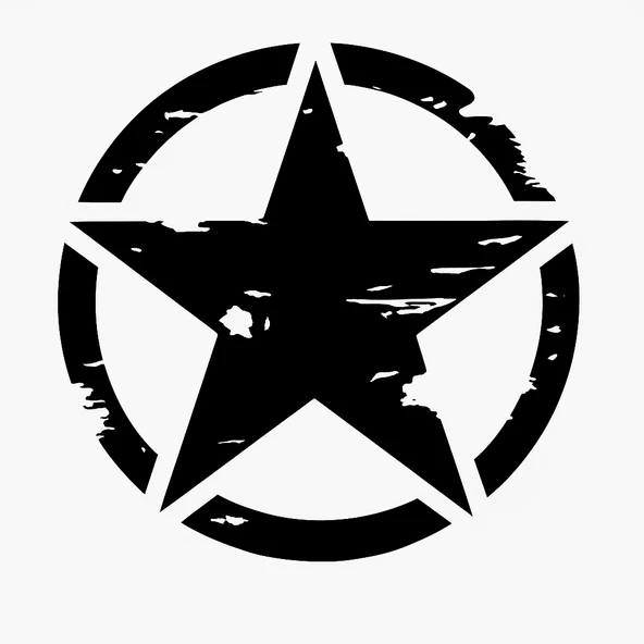 Army Star Askeri Yıldız Oto Sticker Siyah 27x27cm