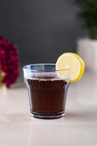 Akrilik Lacivert 6'lı Kısa Bardak & Su Meşrubat Kahve Yanı Bardağı 300 ml ( Cam Değildir )