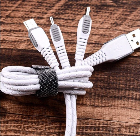 3’ü 1 Arada Hızlı Şarj Kablosu ve Data Kablosu Type-C Lightning  Micro USB - 4