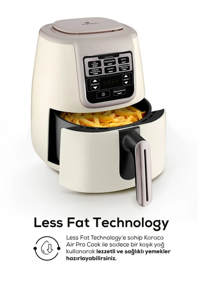 Karaca Air Pro Cook XL 2in1 Airfryer 4 lt Konuşan Yağsız Iconic Beige Fritöz - 7