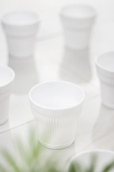 Akrilik Beyaz 6'lı Kısa Bardak & Su Meşrubat Kahve Yanı Bardağı 300 ml ( Cam Değildir ) - 6