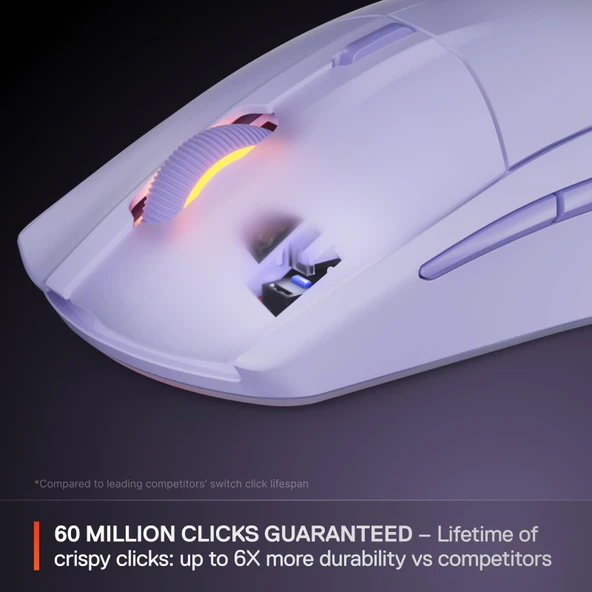 SteelSeries Rival 3 Wireless Gen 2 Gaming Mouse - 2.4GHz ve Bluetooth Bağlantı - Lila - 5