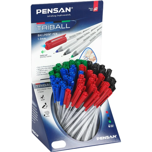 Pensan Tükenmez Kalem Triball 1.0 MM Bilye Uç MSKY 60 LI Stand 1003-60-LI-STD