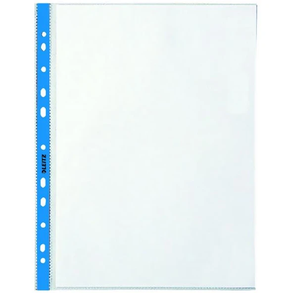 Leitz Poşet Dosya Kristal Mavi Kenarlı A4 100 Lü L-4700