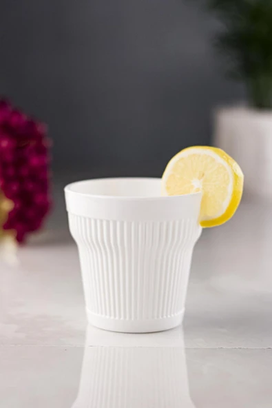 Akrilik Beyaz 6'lı Kısa Bardak & Su Meşrubat Kahve Yanı Bardağı 300 ml ( Cam Değildir ) - 11