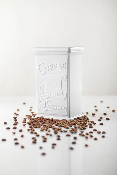 Akrilik Beyaz Şeker Kahve Çay Kavanozu 500 Ml (Vakum Kapak ) - 4