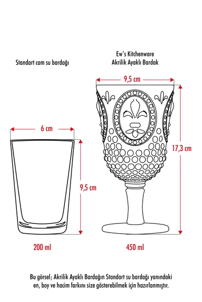 Akrilik Lacivert 6'lı Kadeh & Su Meşrubat Kahve Yanı Bardağı 450 ml ( Cam Değildir ) - 5