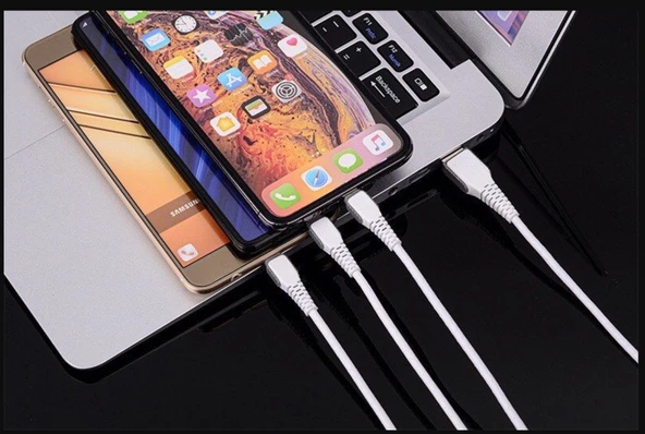 3’ü 1 Arada Hızlı Şarj Kablosu ve Data Kablosu Type-C Lightning  Micro USB - 5
