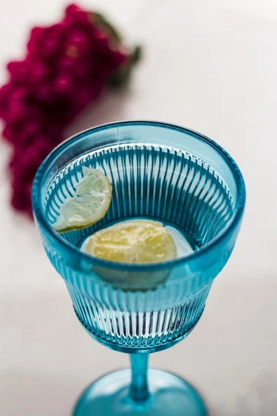Akrilik Aqamarin 6'lı Kadeh & Su Meşrubat Kahve Yanı Bardağı 300 ml ( Cam Değildir ) - 8