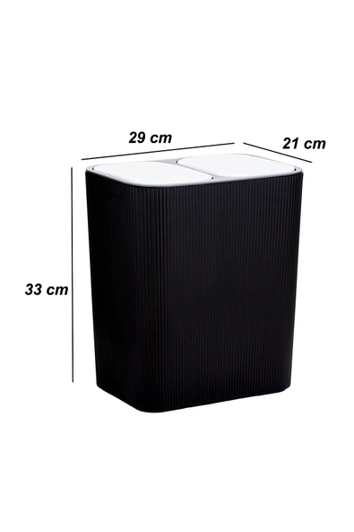 Perotti 13255 Click Kapak Siyah-Beyaz İki Bölmeli Modern Çöp Kovası 15LT - 5