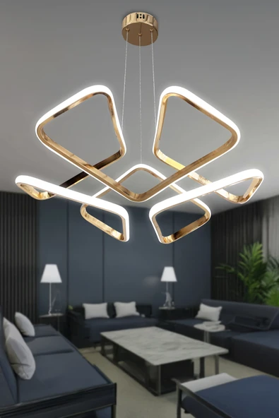 Dron Köşeli Modern Sarkıt Led Avize Salon & Oturma Odası Avizesi - 9