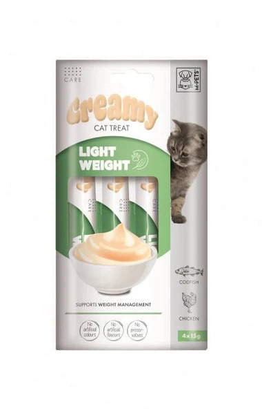M-Pets Creamy Light Weight Tavuklu ve Morina Balıklı Kedi Ödülü 4x15 Gr