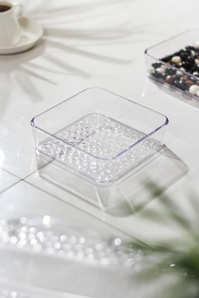 Akrilik Şeffaf 4'lü Tek Kapaklı Kahvaltılık & Sunumluk - Resim 3