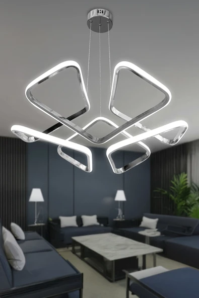 Dron Köşeli Modern Sarkıt Led Avize Salon & Oturma Odası Avizesi - 6