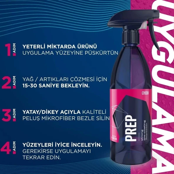 GYEON Q²M Prep Seramik P*P*F Folyo Kaplama Öncesi Yüzey Hazırlayıcı ve Temizleyici - 1000 ml - 3