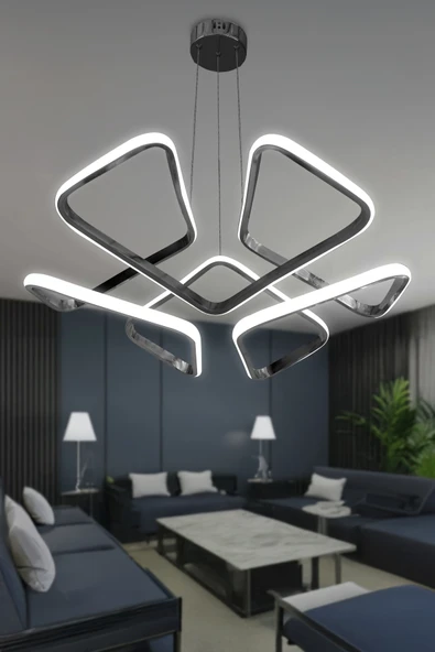 Dron Köşeli Modern Sarkıt Led Avize Salon & Oturma Odası Avizesi