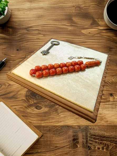 ÇUBUK KEHRİBAR TESBİH EFE BOY ŞAKŞAK KIRMIZI RENK BABALAR GÜNÜ SEVGİLİYE HEDİYE T-845 - Resim 2