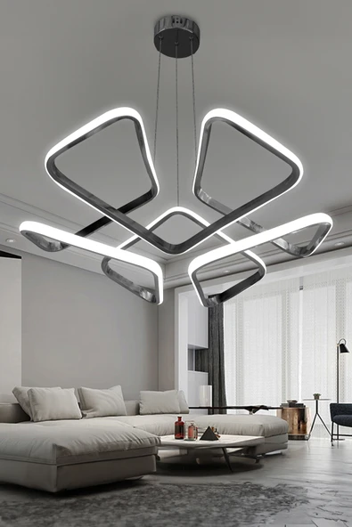 Dron Köşeli Modern Sarkıt Led Avize Salon & Oturma Odası Avizesi - 2