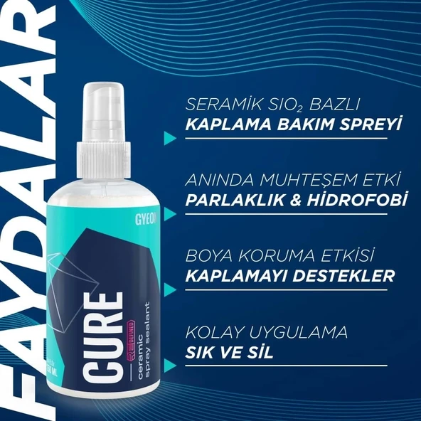 GYEON Q²M Cure REDEFİNED Araç Boya Koruma Ve Bakım Spreyi - 250 ml -Seramik Bazlı Koruyucu Nano Cila - 2