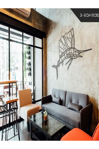 Ahm Kılıç Balığı Lazer Kesim Metal Tablo - Resim 2