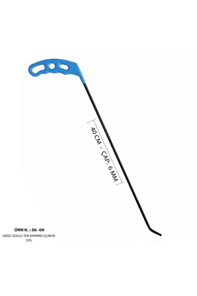Safi Grup 40 cm 6 mm Çap Sağlı Sollu Tek Kıvrımlı Sol Boyasız Göçük Düzeltme Çubuğu, PDR Çubuk - S6-09