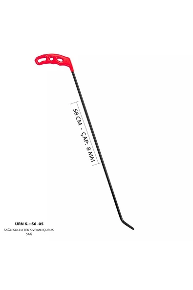 Safi Grup 58 cm 8 mm Çap Sağlı Sollu Tek Kıvrımlı Sağ Boyasız Göçük Düzeltme Çubuğu, PDR Çubuk - S6-05
