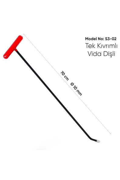 safi 70 cm 10 mm Çap Tek Kıvrımlı Vida Dişli Boyasız Göçük Düzeltme Çubuğu - S3-02, PDR Çubuk - 3