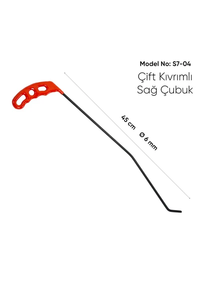 safi 45 cm 6 mm Çap Sağlı Sollu Çift Kıvrımlı Sağ Boyasız Göçük Düzeltme Çubuğu - S7-04, PDR Çubuk - 3