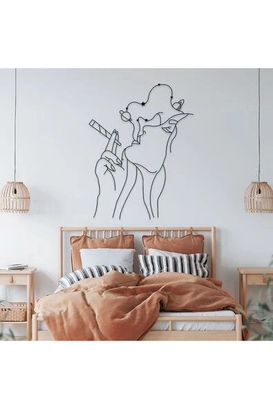 Ahm Sigara İçen Kadın Lazer Kesim Metal Tablo - Resim 2