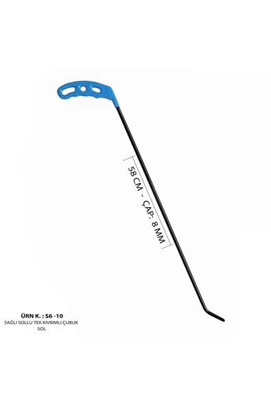 Safi Grup 58 cm 8 mm Çap Sağlı Sollu Tek Kıvrımlı Sol Boyasız Göçük Düzeltme Çubuğu, PDR Çubuk - S6-10