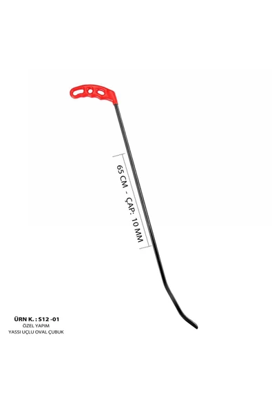 Safi Grup 65 cm 10 mm Çap Özel Yapım Yassı Uçlu Oval Boyasız Göçük Düzeltme Çubuğu, PDR Çubuk - S12-01 - 1
