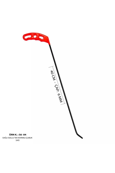 Safi Grup 40 cm 6 mm Çap Sağlı Sollu Tek Kıvrımlı Sağ Boyasız Göçük Düzeltme Çubuğu, PDR Çubuk - S6-04 ürün görseli 1