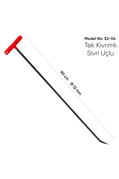 Safi Grup 90 Cm 12 Mm Çap Tek Kıvrımlı Sivri Uç Boyasız Göçük Düzeltme Çubuğu - S2-04, Pdr Çubuk - Resim 3