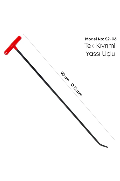 Safi Grup 90 cm 12 mm Çap Tek Kıvrımlı Yassı Uçlu Boyasız Göçük Düzeltme Çubuğu - S2-06, PDR Çubuk - 3