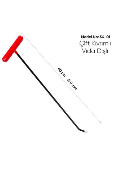 safi 60 cm 8 mm Çap Çift Kıvrımlı Vida Diş Uçlu Boyasız Göçük Düzeltme Çubuğu - S4-01, PDR Çubuk - Resim 4