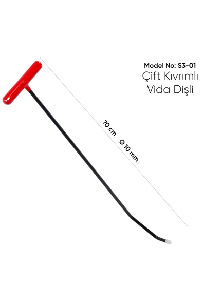 safi 70 cm 10 mm Çift Kıvrımlı Vida Dişli Boyasız Göçük Düzeltme Çubuğu - S3-01, PDR Çubuk - Resim 3
