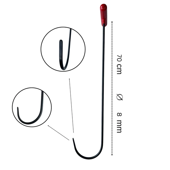 Safi Grup 70 cm 8 mm Çap Dik Yassı Uç Çengel Boyasız Göçük Düzeltme Çubuğu, PDR Çubuk - S5-04