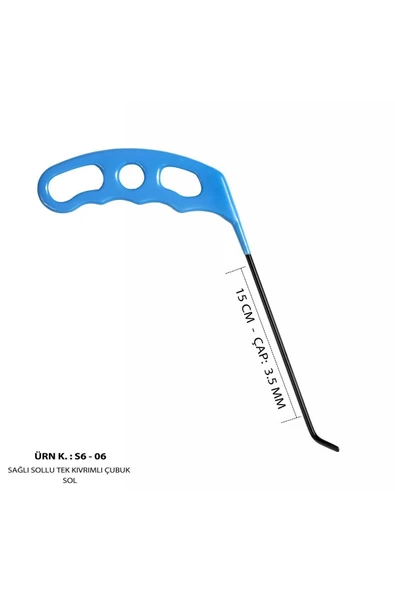Safi Grup 15 cm 3.5 mm Çap Sağlı Sollu Tek Kıvrımlı Sol Boyasız Göçük Düzeltme Çubuğu, PDR Çubuk - S6-06