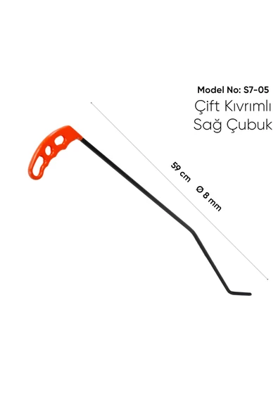 safi 59 cm 8 mm Çap Sağlı Sollu Çift Kıvrımlı Sağ Boyasız Göçük Düzeltme Çubuğu - S7-05, PDR Çubuk - Resim 3