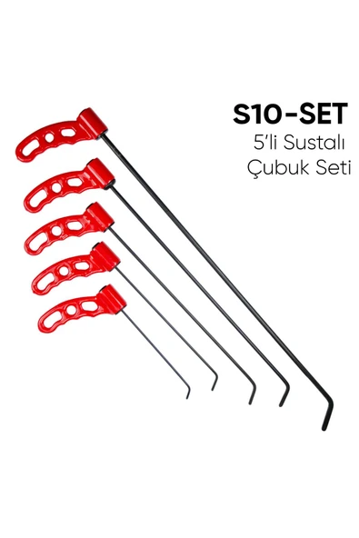 safi 5 Parça Boyasız Göçük Düzeltme Çubuk Seti, PDR Set, S10 Set