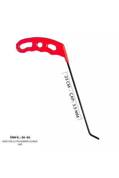 Safi Grup 23 cm 3.5 mm Çap Sağlı Sollu Tek Kıvrımlı Sağ Boyasız Göçük Düzeltme Çubuğu, PDR Çubuk - S6-02 - 1