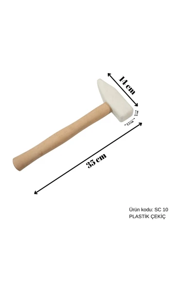 safi 35 cm Büyük Başlıklı Tahta Saplı Plastik Çekiç, Boyasız Göçük Düzeltme Çekici, PDR Çekiç - SC-10