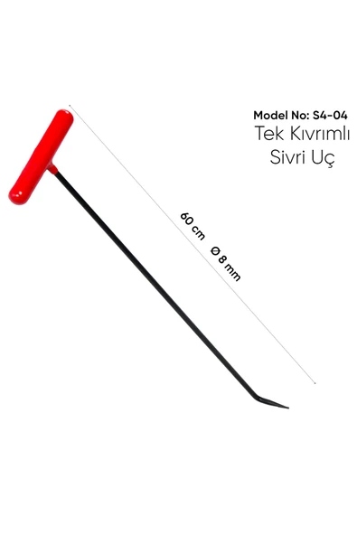 safi 60 cm 8 mm Çap Tek Kıvrımlı Sivri Uçlu Boyasız Göçük Düzeltme Çubuğu - S4-04, PDR Çubuk - 3