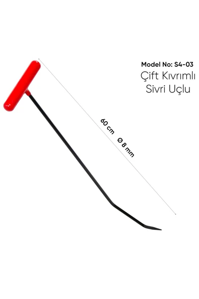 safi 60 cm 8 mm Çap Çift Kıvrımlı Sivri Uç Çubuk - S4-03 - Resim 3