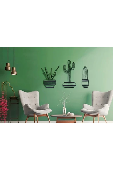 Ahm Kaktüs Bahçesi Lazer Kesim Metal Tablo - Resim 2